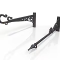 Black Metal Decorative Brackets With Curved Hook And Pointed End Design
