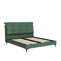 Green Tufted Headboard Double Bed with Modern Bed Frame and Metal Legs