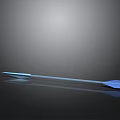 Blue Arrow Weapon With Metallic Shaft Sharp Arrowhead And Reflection On Black Background