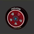 Car Wheel With Red Rim RZYOS Tire And Green Center Metallic Design