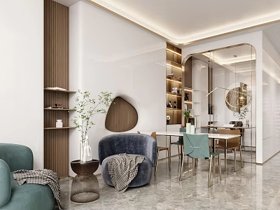 Modern Beauty Hair Salon Interior With Comfortable Sofa Stylish Chairs And Wooden Bookshelves 3d model