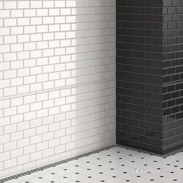 White And Black Ceramic Wall Tiles As Construction Components For Interior Spaces 3d model