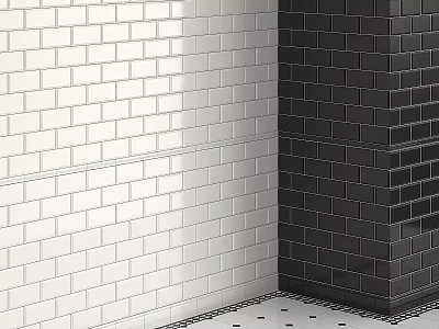White And Black Ceramic Wall Tiles As Construction Components For Interior Spaces 3d model
