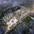 Aerial Planning of Modern Urban Community With High Rise Buildings Green Areas and Road Networks