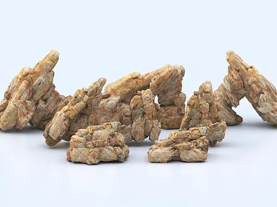 Natural Textured Stones Pile With Rough Surfaces And Earthy Color Tones 3d model