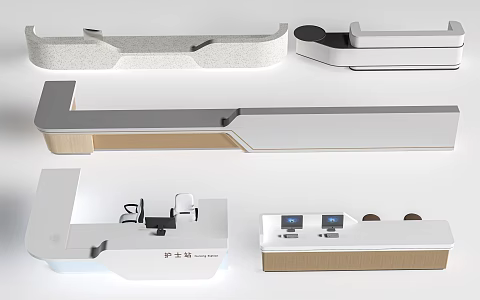 Modern Nurse Station Bar Counter Hospital Service Desk Guide Desk 3d model