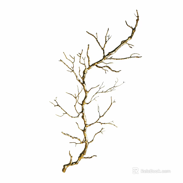 Golden Twig Shaped Wall Decor for Modern Home Interior Accent 3d model 