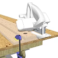 Functional Wooden Workbench With Table Saw And Lower Storage Shelf 3d model
