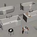 Modern White Bathtubs With Towels Side Tables Bath Mats And Accessories