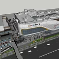 Modern Commercial Complex Shopping Mall Exterior With Glass Facade And Pedestrian Area