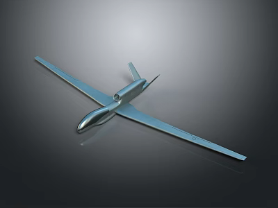 Unmanned Aerial Vehicle Drone With Long Wing And Sleek Body On Dark Surface 3d model