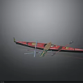 Red Decorative Kayak Design With Colorful Paddles And Smooth Exterior
