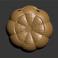 Golden Pumpkin Shaped Decorative Ornament With Geometric Facets And Leaf Top