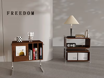 Antique Style Solid Wood Side Table Nordic Style Cream Style Suspension Sideboard Magazine Storage Cabinet Bookcase 3d model