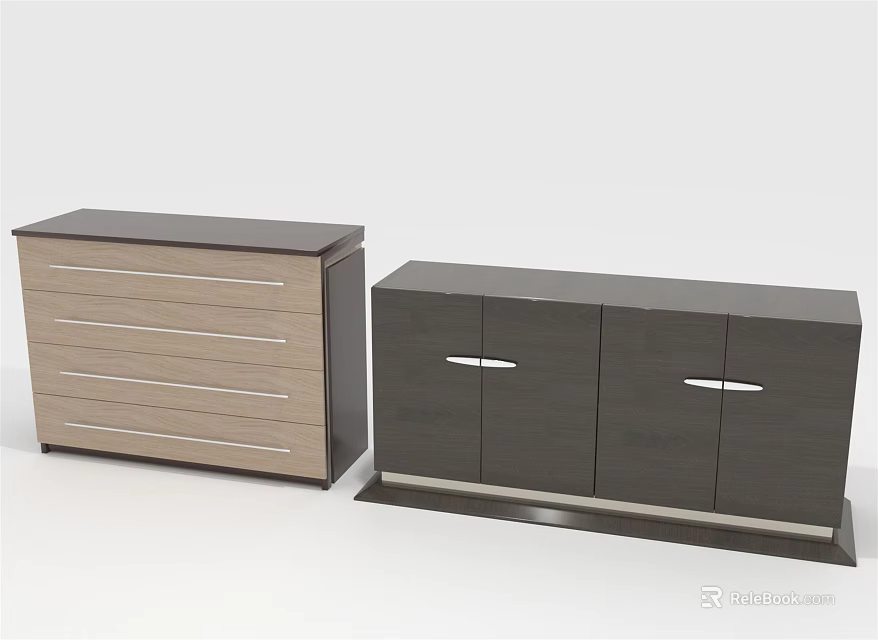 Modern Entrance Hallway Cabinet and Side Console with Drawers and Doors Storage Design 3d model 