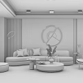 Modern sofa coffee table combination 3d model