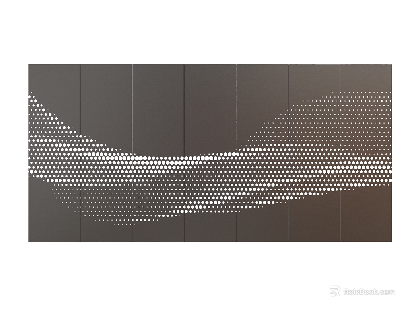 Modern Interior Wall Paneling With Grey Background And White Wave Perforated Pattern 3d model 
