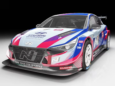 Hyundai N Series High Performance Race Car With Vibrant Livery And Aerodynamic Design 3d model