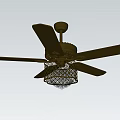 Modern Ceiling Fan With Metal Blades And Decorative Light Fixture For Home Use