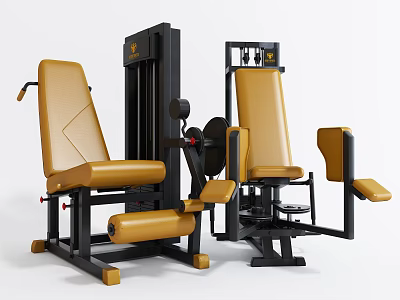 Professional Strength Training Fitness Equipment With Yellow Seats And Black Frames 3d model
