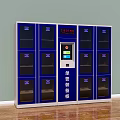 Blue Police Equipment Storage Cabinet With Multiple Compartments And Electronic Control Panel 3d model