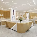 Luxury Jewelry Store Interior With Display Counters Lighting And Female Model 3d model