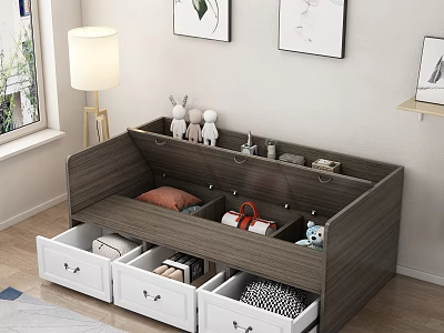 Modern Living Room Storage Bench with Drawers and Compartments for Toys Books and Clothes 3d model
