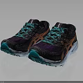 Athletic Running Sneakers With Purple Mesh Upper Teal Laces Orange Accents And White Sole