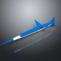 Blue Missile Weapon Design With Pointed Nose White Section And Tail Fins