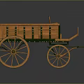 Vintage Wooden Wagon With Green Accents Spoked Wheels And Classic Structure