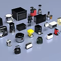 Assorted Kitchen Appliances Collection Featuring Microwave Blender Coffee Maker Toaster And More 3d model