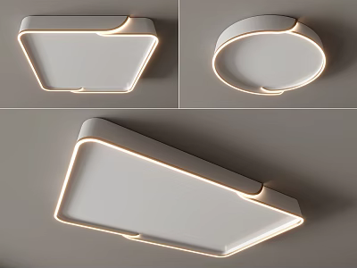 Modern LED Ceiling Lights With Sleek White Design And Different Shapes 3d model
