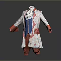 Vintage Floral Pattern Coat With Blue Waistcoat White Cravat Red Cuffs And Trousers