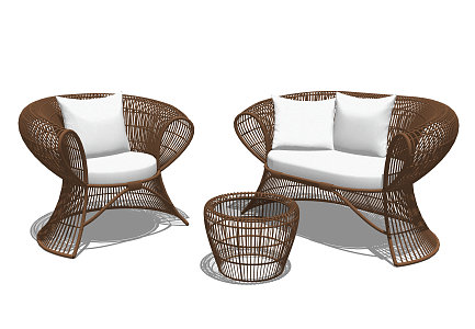 Modern Outdoor Sofa Outdoor Rattan Sofa Coffee Table Combination 3d model