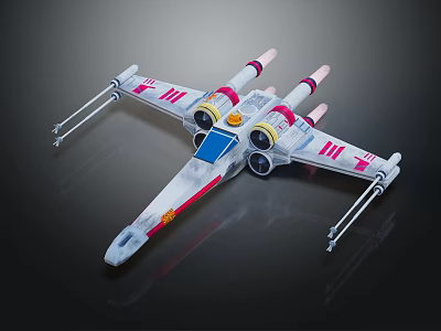 Detailed Fighter Jet Model with White Body Red Stripes X Wing and Dual Engines 3d model