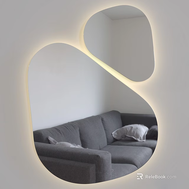 Irregular Shaped Lighting Decor In Living Room With Gray Sofa 3d model 