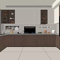 Modern Open Concept Kitchen Interior With Wooden Cabinets Island Counter And Appliances