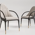 Modern Dining Chairs With Armrests Light Gray Fabric Black Legs Golden Base
