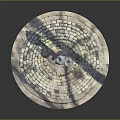 Classic Outdoor Fountain With Circular Stone Paved Base And Column Structure
