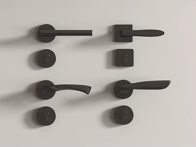 Various Modern Door Handles With Contemporary Designs And Sleek Stylish Shapes 3d model