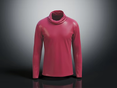 Red Turtleneck Long Sleeve Stylish Casual Fashion Women Top Design 3d model