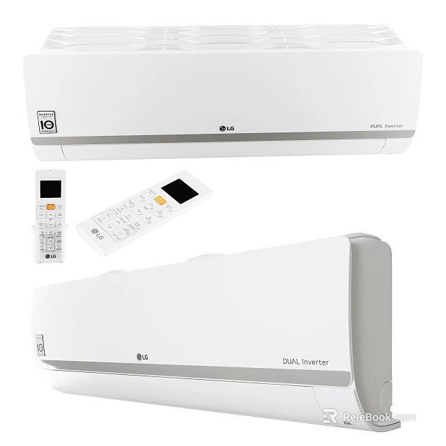 White Dual Inverter Air Conditioner Fan With Remote Control And Efficient Cooling Design 3d model 