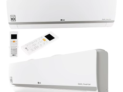 White Dual Inverter Air Conditioner Fan With Remote Control And Efficient Cooling Design 3d model