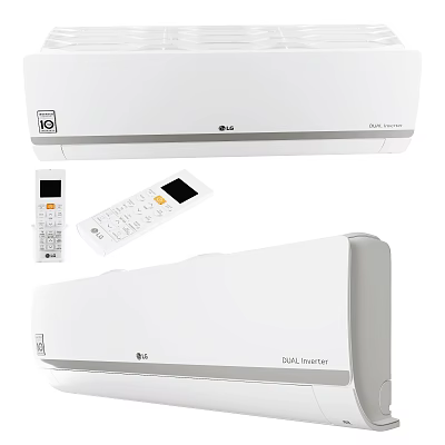 White Dual Inverter Air Conditioner Fan With Remote Control And Efficient Cooling Design 3d model