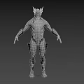 Sci Fi 3D Game Movie Character With Muscular Structure Horned Head And Sharp Design