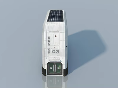 Modern Swing Door Design With Solar Panel White Exterior And Glass Panel 3d model