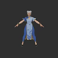Eastern Style Game Movie Female Character With Blue Outfit White Hair And Outstretched Arms