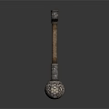 Decorative Mace With Intricate Floral Patterns And Wooden Handle Design