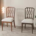 Wooden Dining Chairs With Openwork Backrest And Upholstered Seats In Cozy Interior
