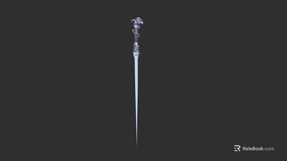 Fantasy Weapon With Decorative Purple Top And Slender White Shaft Design 3d model 